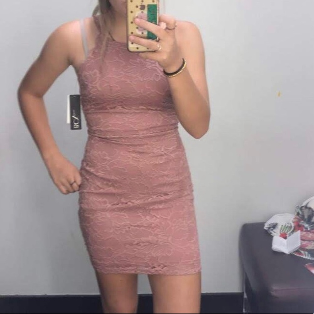 BXC Pink Lace Scallop Dress